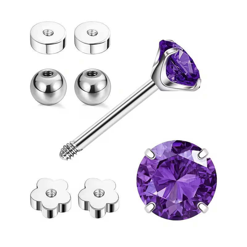 Stud earring purple